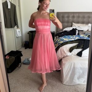 Vintage! Betsey Johnson | Coral Pink Pleated Tulle Dress